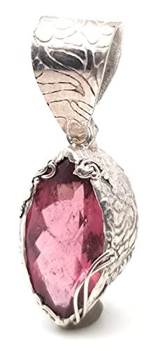 LeoLars-PABE Rosa Turmalin Design Anhänger, 925er Silber, GEM Turmalin 6.45ct. 17.3x10mm, ind. Fassung, Unikat, Handarbeit