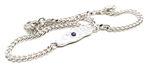 925er Silber Armband mit Pfötchen und Amethyst, 23,5cm Panzerkette, Unikat, Handarbeit