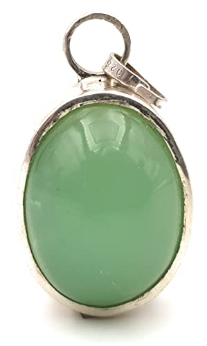 LeoLars-PABE Chrysopras Anhänger aus 925er Silber, Oval, Unikat, Handarbeit
