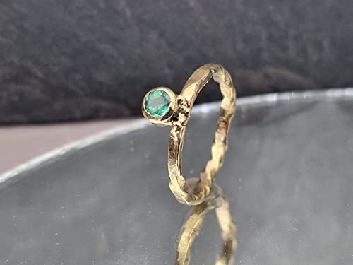 LeoLars-PABE Smaragd Design Ring, Gr.54 (17), aus 585er Gelbgold, Geschmiedet, Organisch, Dynamisch, Unikat, Handarbeit