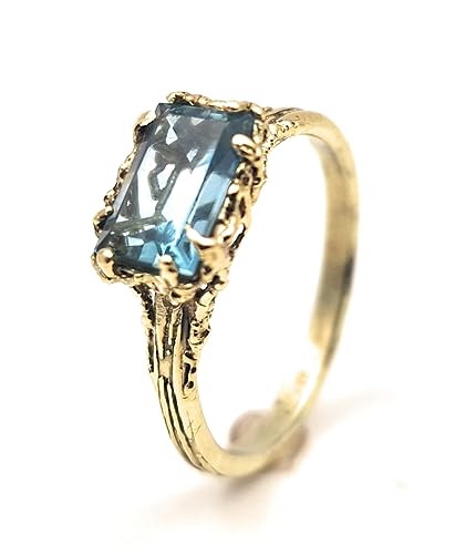 LeoLars-PABE Aquamarin Design Ring, Gr. 59, aus 585er Gelbgold im organischen Wurzel und Holz Design, Unikat, Handarbeit