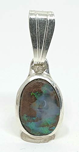 LeoLars-PABE Boulder Opal Anhänger aus 925er Silber, Opal 8x6mm, Unikat, Handarbeit