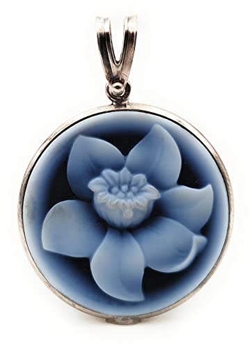 LeoLars-PABE Achat Gemme Blume Anhänger aus 925er Silber, Anhänger 29x25.7x3.3mm