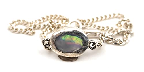 LeoLars-PABE Lightning Ridge Opal Armband aus 925er Silber, Opal Mehrfarbig 7.8x6mm 19cm lang mit Panzerkette, Unikat, Handarbeit