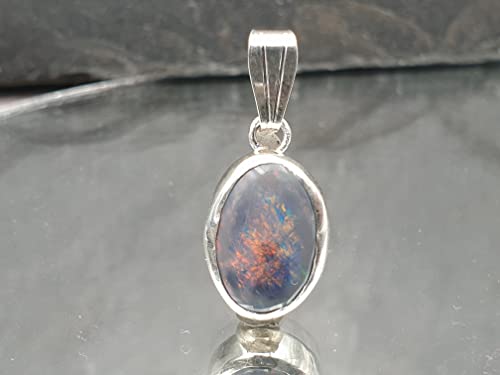 LeoLars-PABE Lightning Ridge Opal Anhänger Galaxie Nebel, aus 925er Silber, Opal 12.1x8.1mm, Unikat, Handarbeit