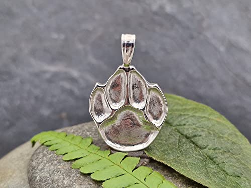 LeoLars-PABE Hunde Pfote Anhänger, aus 925er Silber, Pfötchen, Tatze, Anhänger 31.6 x 20.4 x 4.7mm, starre Schlaufe, Unikat, Handarbeit