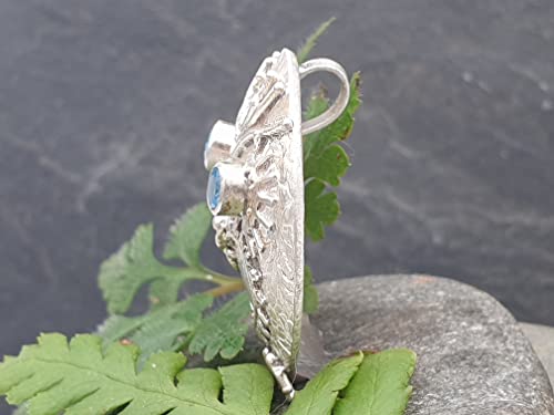LeoLars-PABE Anhänger Eule Rudi aus 925er Silber mit zwei Blautopasen, Unikat, Handarbeit