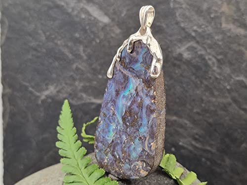 LeoLars-PABE Wunderschöner großer Boulder Opal Anhänger mit 925er Silber Tropfen Kappe, Unikat, Handarbeit