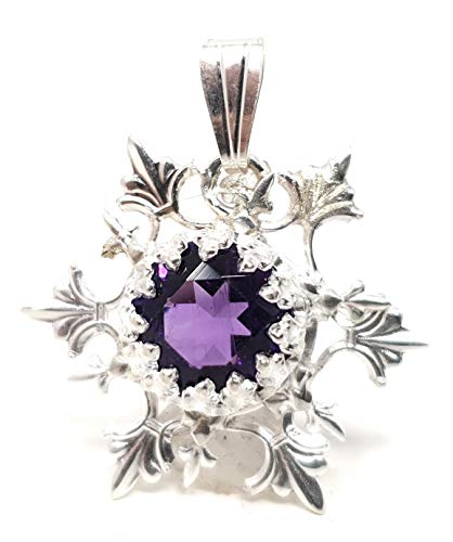 LeoLars-PABE Design Anhänger Schneeflocke mit Amethyst aus 925er Silber, Handarbeit