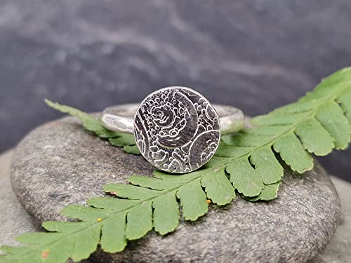LeoLars-PABE 925er Silber Ring, Gr.57 ( 18.2 ), Strudture Design Platte, geprägt, gehämmert, Unikat, Handarbeit