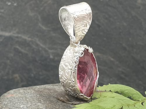 LeoLars-PABE Rosa Turmalin Design Anhänger, 925er Silber, GEM Turmalin 6.45ct. 17.3x10mm, ind. Fassung, Unikat, Handarbeit