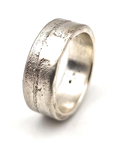 LeoLars-PABE Sandguss Ring Natur, Gr. 55, aus 925er Silber, natürliche Oberfläche, Unikat, Handarbeit