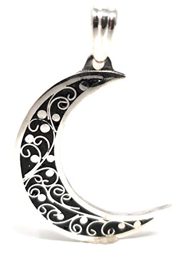 LeoLars-PABE 925er Silber Anhänger Halbmond, mystisch, magisch, emailliert, Unikat, Handarbeit