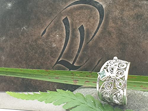 LeoLars-PABE Hellblauer Turmalin Filigree Ring, Gr. 58, 925er Silber, Traditionell und Modern, Unikat, Handarbeit