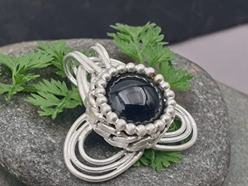 LeoLars-PABE Magischer Onyx Anhänger aus 925er Silber, Hexen Anhänger, Galeriefassung, Unikat, Handarbeit