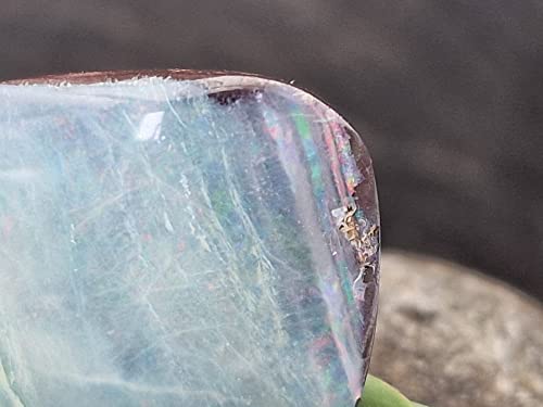LeoLars-PABE Anhänger mit Boulder Opal und 925er Silber Stiftöse, gemeine Opalschicht mit partiellem Opalfeuer, Opal 22 x 17.9 x 7.1mm, Unikat, Handgeschliffen