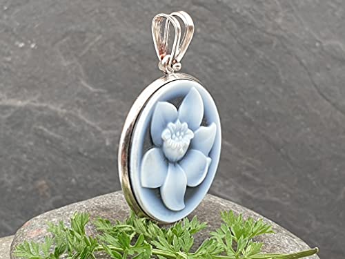 LeoLars-PABE Achat Gemme Blume Anhänger aus 925er Silber, Anhänger 29x25.7x3.3mm