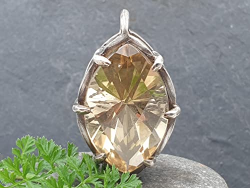 LeoLars-PABE Magischer großer Citrin Anhänger aus 925er Silber, Mystisch, Filigree, teilgeschwärzt, Unikat, Handarbeit