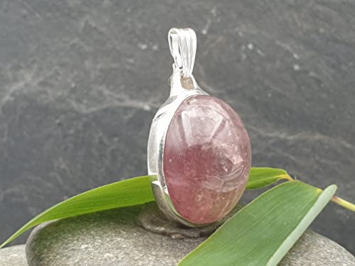 LeoLars-PABE Rosa Turmalin Anhänger aus 925er Silber, Turmalin Altrosa, 31.3ct. 20x16x10mm groß, Unikat, Handarbeit