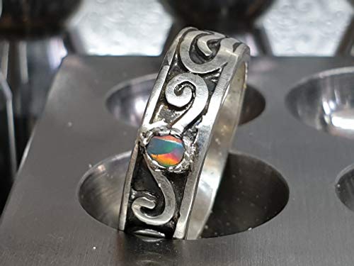 LeoLars-PABE Opal Ring aus 925er Silber mit Lightning Ridge Opal, Gr.63, Unikat, Handarbeit