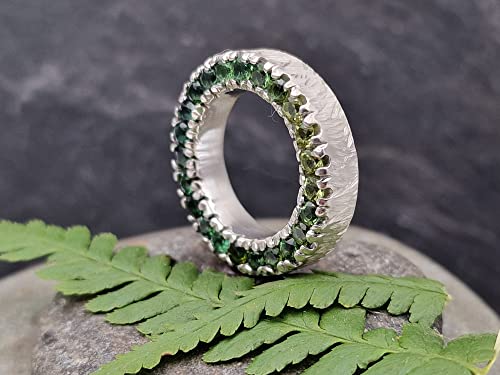 LeoLars-PABE Turmalin Ring aus 925er Silber mit Farbverlauf Gr. 57 (18), Ring, Vorsteckring, Anhänger, Structure Design, Massiv, Unikat, Handarbeit
