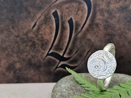 LeoLars-PABE 925er Silber Ring, Gr.57 ( 18.2 ), Strudture Design Platte, geprägt, gehämmert, Unikat, Handarbeit