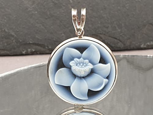 LeoLars-PABE Achat Gemme Blume Anhänger aus 925er Silber, Anhänger 29x25.7x3.3mm