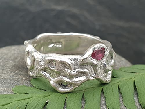 LeoLars-PABE Rubin Design Ring, 925er Silber, Gr. 60, Organic Design, Rubin unbehandelt, Unikat, Handarbeit