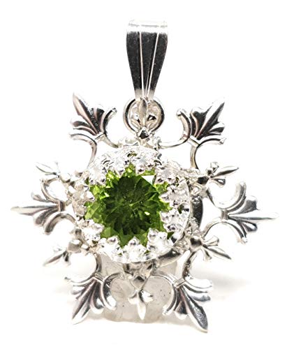 LeoLars-PABE Design Anhänger Schneeflocke mit Peridot aus 925er Silber, Handarbeit