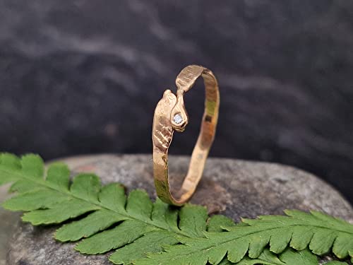 LeoLars-PABE Diamant Ring aus 750er Rosegold, Gr.55 (17.5), Diamant 1,3mm, Fusion, gehämmertes organisches Design, Unikat, Handarbeit
