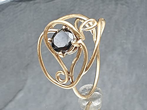 LeoLars-PABE Schwarzer Diamant 1.39ct. Ring Gr.57 aus 750er Gold, verspielt, zart, Golddraht, Unikat, Handarbeit