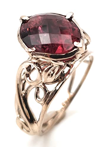 LeoLars-PABE Himbeerfarbener Turmalin Filigree Ring aus 750er Weißgold, Gr. 58, 6.05ct., filigran, verspielt, Unikat, Handarbeit