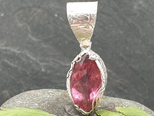 LeoLars-PABE Rosa Turmalin Design Anhänger, 925er Silber, GEM Turmalin 6.45ct. 17.3x10mm, ind. Fassung, Unikat, Handarbeit