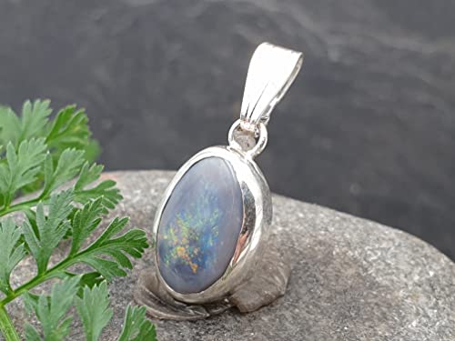 LeoLars-PABE Lightning Ridge Opal Anhänger Galaxie Nebel, aus 925er Silber, Opal 12.1x8.1mm, Unikat, Handarbeit
