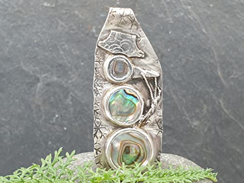 LeoLars-PABE Schneemann Design Anhänger aus 925er Silber mit Paua Muschel, Unikat, Handarbeit
