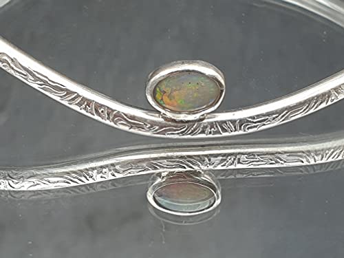 LeoLars-PABE Lightning Ridge Opal Design Armreif aus 925er Silber, Opal 8x6mm, Unikat, Handarbeit