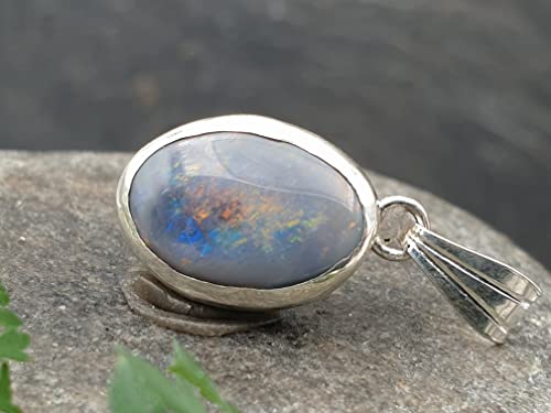 LeoLars-PABE Lightning Ridge Opal Anhänger Galaxie Nebel, aus 925er Silber, Opal 12.1x8.1mm, Unikat, Handarbeit
