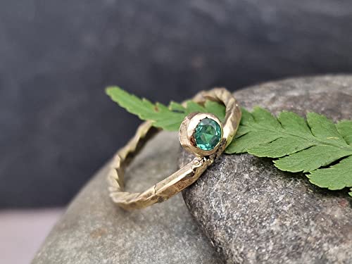 LeoLars-PABE Smaragd Design Ring, Gr.54 (17), aus 585er Gelbgold, Geschmiedet, Organisch, Dynamisch, Unikat, Handarbeit