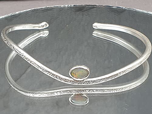 LeoLars-PABE Lightning Ridge Opal Design Armreif aus 925er Silber, Opal 8x6mm, Unikat, Handarbeit