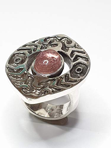 Ring mit Rosa Turmalin aus 925er Silber, Gr. 56, Statement, Handarbeit, Unikat,