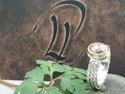 LeoLars-PABE Rosa Turmalin Design Ring, Gr.58 (18,7), aus 925er Silber mit 585er Gold Fassung, Bicolor Ring, Unikat, Handarbeit