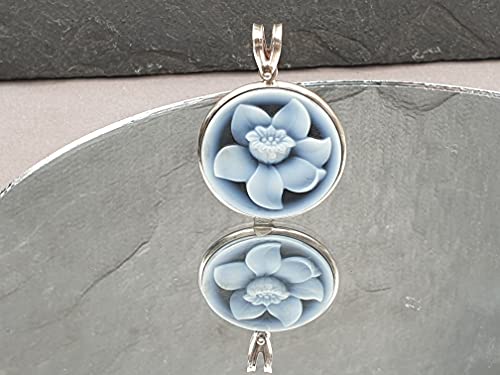 LeoLars-PABE Achat Gemme Blume Anhänger aus 925er Silber, Anhänger 29x25.7x3.3mm