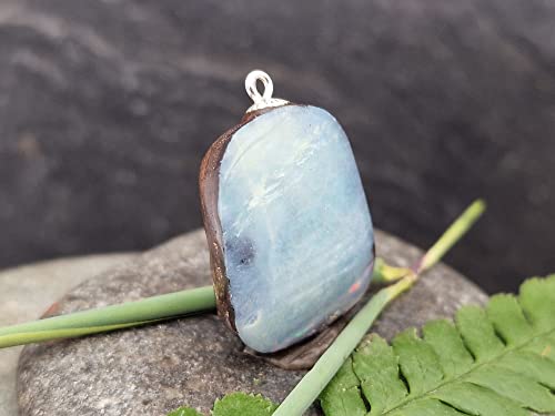LeoLars-PABE Anhänger mit Boulder Opal und 925er Silber Stiftöse, gemeine Opalschicht mit partiellem Opalfeuer, Opal 22 x 17.9 x 7.1mm, Unikat, Handgeschliffen