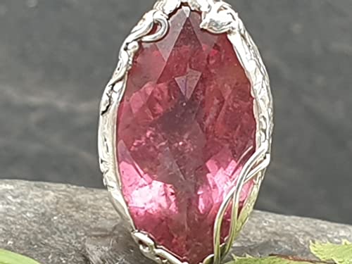 LeoLars-PABE Rosa Turmalin Design Anhänger, 925er Silber, GEM Turmalin 6.45ct. 17.3x10mm, ind. Fassung, Unikat, Handarbeit
