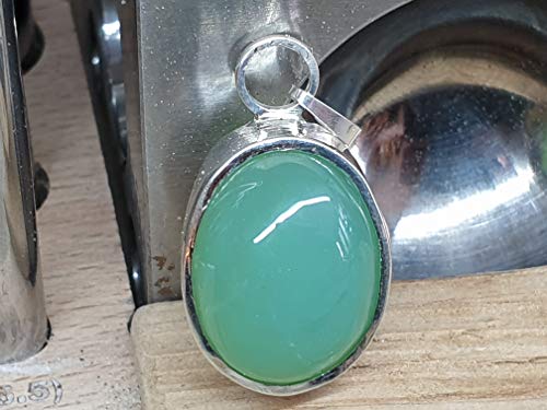LeoLars-PABE Chrysopras Anhänger aus 925er Silber, Oval, Unikat, Handarbeit