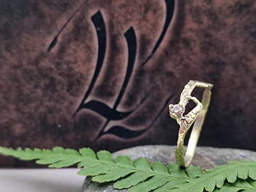 LeoLars-PABE Diamant Ring aus 585er Gelbgold, Gr.58 (18,2), 2,5mm Congacfarbener Diamant, Fusion, Organic Design, Unikat, Handarbeit