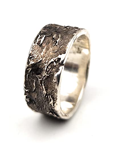 LeoLars-PABE Sushi Design Ring, Gr.56, aus 925er Silber mit echter Noriblatt Oberfläche, teilgeschwärzt, Unikat, Handarbeit