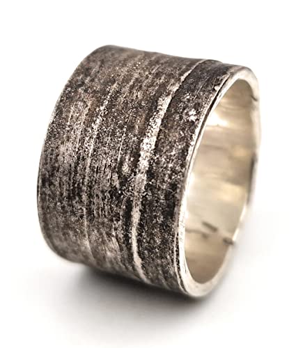 LeoLars-PABE Bambus Design Ring aus 925er Silber, Gr.62, aus echten Bambusblättern, teilgeschwärzt, Unikat, Handarbeit