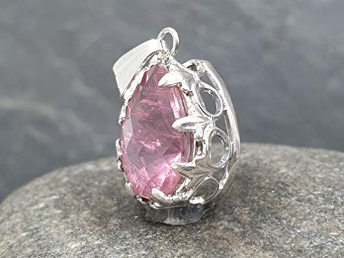 LeoLars-PABE Rosa Turmalin Anhänger aus 925er Silber, verspielt, grazil, Unikat, Handarbeit