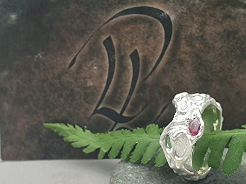 LeoLars-PABE Rubin Design Ring, 925er Silber, Gr. 60, Organic Design, Rubin unbehandelt, Unikat, Handarbeit